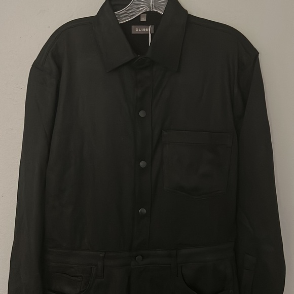 NWT DL 1961 Freja jumpsuit, coated black, women’s size Large. Beautiful! - Picture 4 of 15